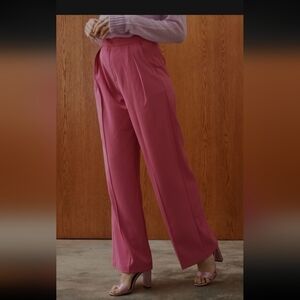 Womens modern pink wide leg high waisted plicated pink fuchsia pants s